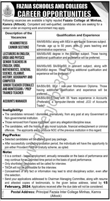 Fazaia Schools And Colleges Jobs February 2024 - Green Jobs 365