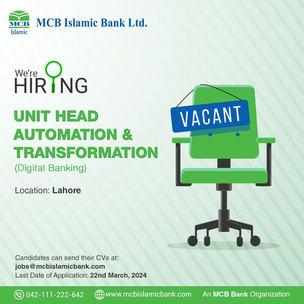 Latest MCB Islamic Bank Limited Jobs 2024 Career Opportunity Green