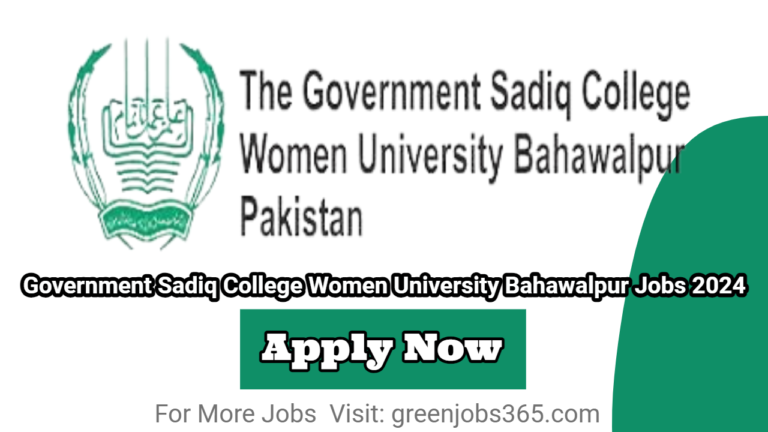 Government Sadiq College Women University Bahawalpur Jobs 2024