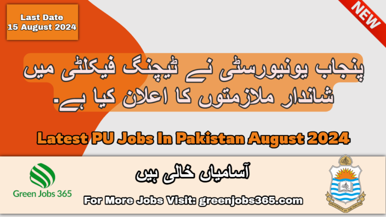 Latest PU Jobs In Pakistan August 2024 - Punjab University