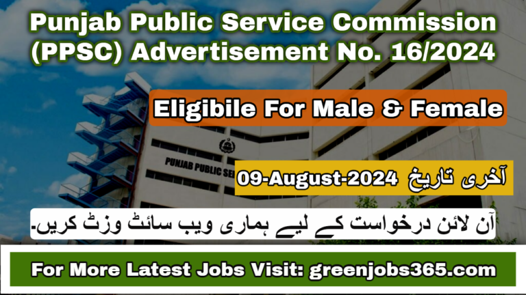 Latest PPSC Jobs Advertisement No. 16/2024 In Punjab Apply Online