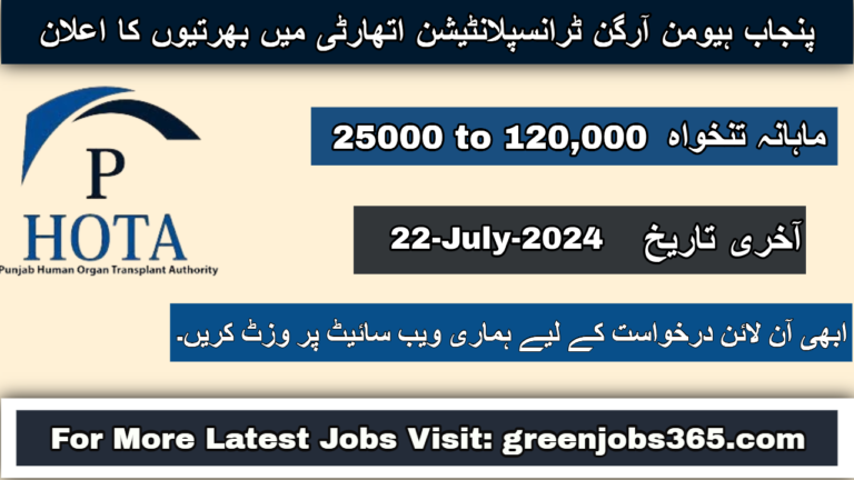 Latest PHOTA Jobs In Lahore July 2024 - Punjab Human Organ Transplantation Authority