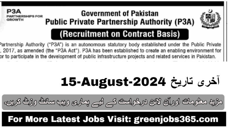 Latest Public Private Partnership Authority (P3A) Jobs In Islamabad August 2024