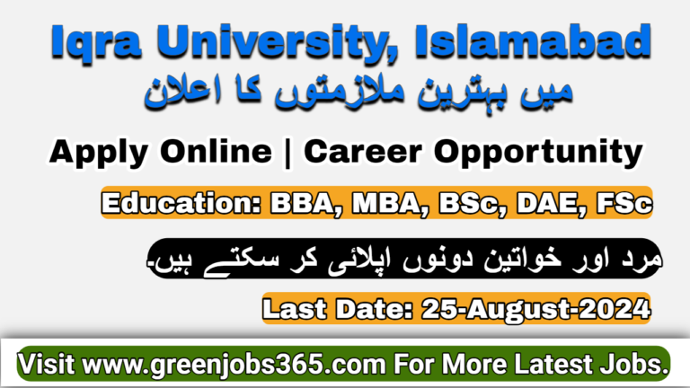 New IU Jobs in Islamabad August 2024 - Iqra University