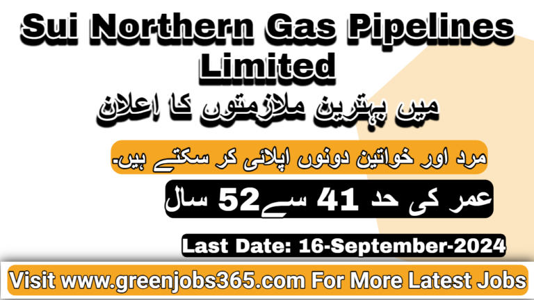 Latest SNGPL Job In Pakistan September 2024 - Sui Northern Gas Pipelines Limited